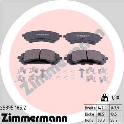 Zimmermann 25895.185.2 - Тормозные колодки, дисковые, комплект parts5.com