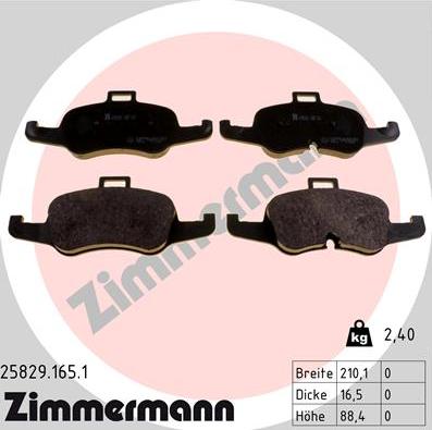 Zimmermann 25829.165.1 - Тормозные колодки, дисковые, комплект parts5.com