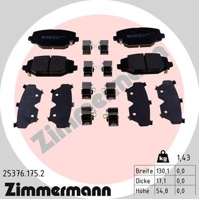 Zimmermann 25376.175.2 - Тормозные колодки, дисковые, комплект parts5.com