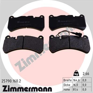 Zimmermann 25790.160.2 - Тормозные колодки, дисковые, комплект parts5.com