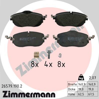 Zimmermann 26579.190.2 - Тормозные колодки, дисковые, комплект parts5.com