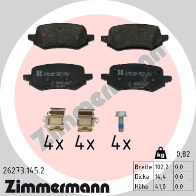 Zimmermann 26273.145.2 - Тормозные колодки, дисковые, комплект parts5.com