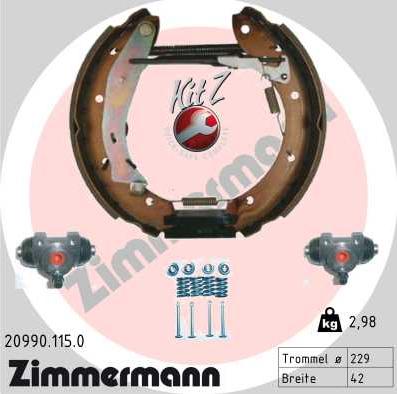 Zimmermann 20990.115.0 - Комплект тормозных колодок, барабанные parts5.com