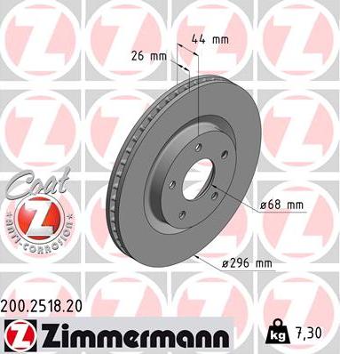 Zimmermann 200.2518.20 - Тормозной диск parts5.com