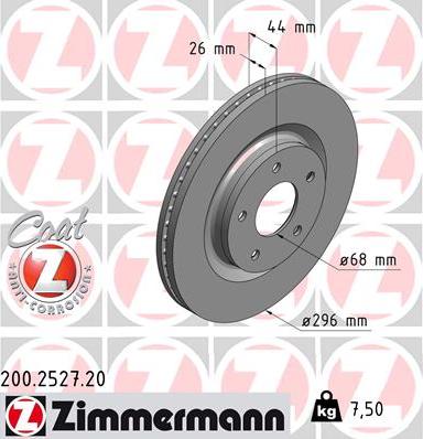 Zimmermann 200.2527.20 - Тормозной диск parts5.com