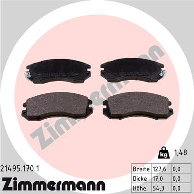 Zimmermann 21495.170.1 - Тормозные колодки, дисковые, комплект parts5.com