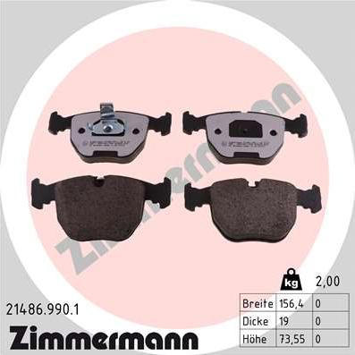 Zimmermann 21486.990.1 - Тормозные колодки, дисковые, комплект parts5.com