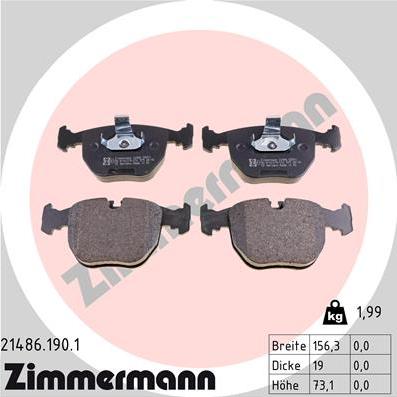Zimmermann 21486.190.1 - Тормозные колодки, дисковые, комплект parts5.com