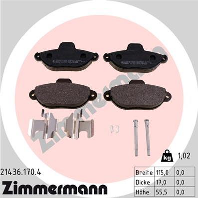 Zimmermann 21436.170.4 - Тормозные колодки, дисковые, комплект parts5.com