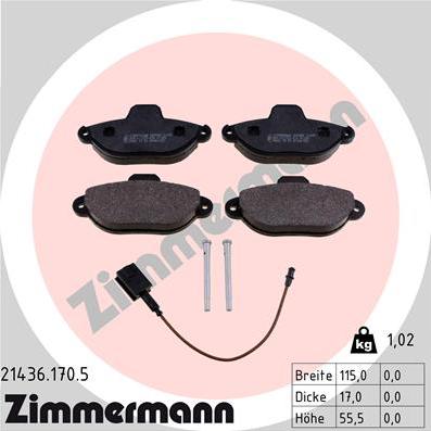 Zimmermann 21436.170.5 - Тормозные колодки, дисковые, комплект parts5.com