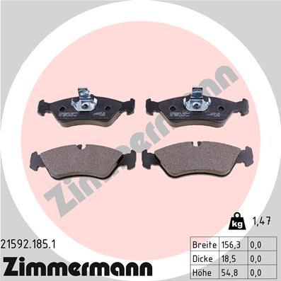 Zimmermann 21592.185.1 - Тормозные колодки, дисковые, комплект parts5.com