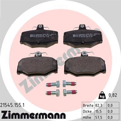 Zimmermann 21545.155.1 - Тормозные колодки, дисковые, комплект parts5.com