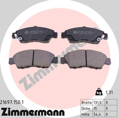 Zimmermann 21697.150.1 - Тормозные колодки, дисковые, комплект parts5.com