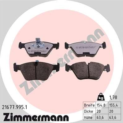 Zimmermann 21677.995.1 - Тормозные колодки, дисковые, комплект parts5.com