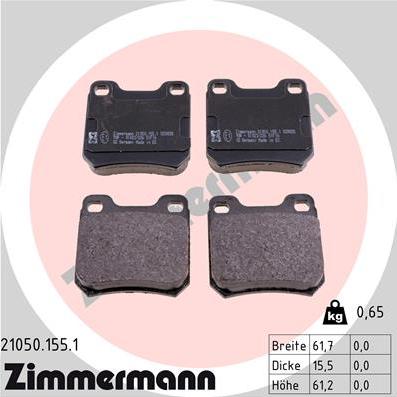 Zimmermann 21050.155.1 - Тормозные колодки, дисковые, комплект parts5.com