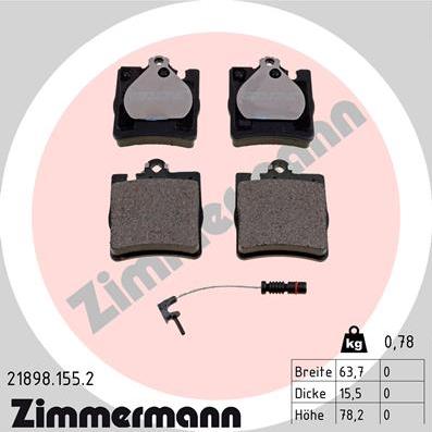 Zimmermann 21898.155.2 - Тормозные колодки, дисковые, комплект parts5.com