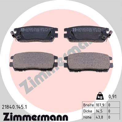 Zimmermann 21840.145.1 - Тормозные колодки, дисковые, комплект parts5.com