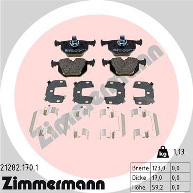 Zimmermann 21282.170.1 - Тормозные колодки, дисковые, комплект parts5.com