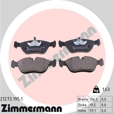 Zimmermann 21273.195.1 - Тормозные колодки, дисковые, комплект parts5.com