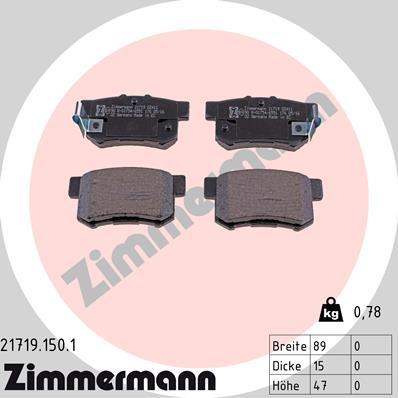 Zimmermann 21719.150.1 - Тормозные колодки, дисковые, комплект parts5.com
