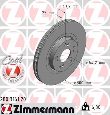Zimmermann 280.3161.20 - Тормозной диск parts5.com