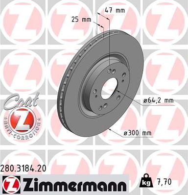 Zimmermann 280.3184.20 - Тормозной диск parts5.com