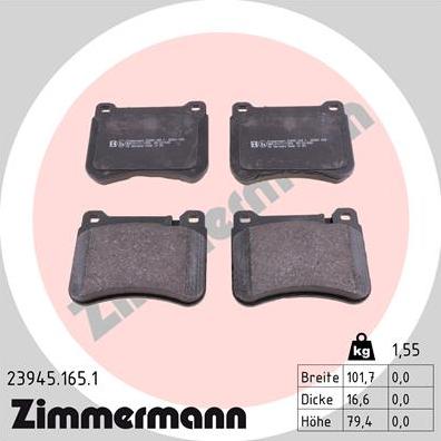 Zimmermann 23945.165.1 - Тормозные колодки, дисковые, комплект parts5.com