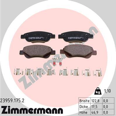 Zimmermann 23959.175.2 - Тормозные колодки, дисковые, комплект parts5.com