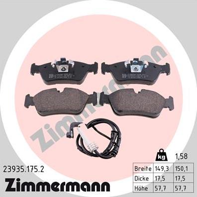 Zimmermann 23935.175.2 - Тормозные колодки, дисковые, комплект parts5.com