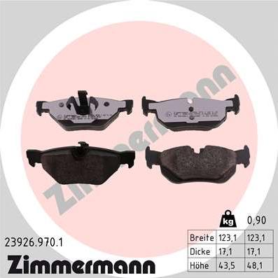 Zimmermann 23926.970.1 - Тормозные колодки, дисковые, комплект parts5.com