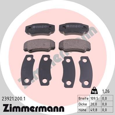 Zimmermann 23921.200.1 - Тормозные колодки, дисковые, комплект parts5.com