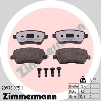 Zimmermann 23973.975.1 - Тормозные колодки, дисковые, комплект parts5.com