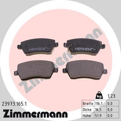 Zimmermann 23973.165.1 - Тормозные колодки, дисковые, комплект parts5.com