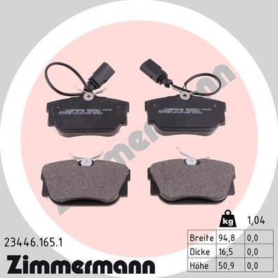 Zimmermann 23446.165.1 - Тормозные колодки, дисковые, комплект parts5.com
