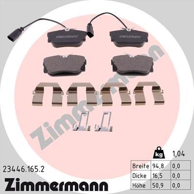 Zimmermann 23446.165.2 - Тормозные колодки, дисковые, комплект parts5.com