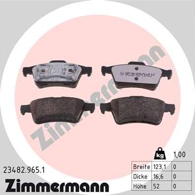 Zimmermann 23482.965.1 - Тормозные колодки, дисковые, комплект parts5.com