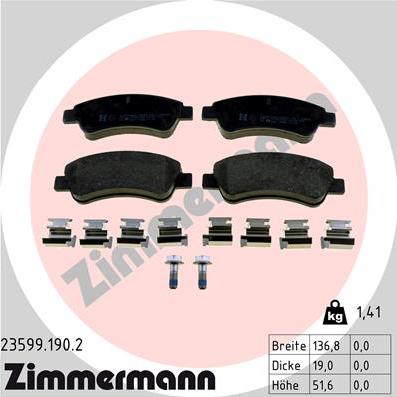 Zimmermann 23599.190.2 - Тормозные колодки, дисковые, комплект parts5.com