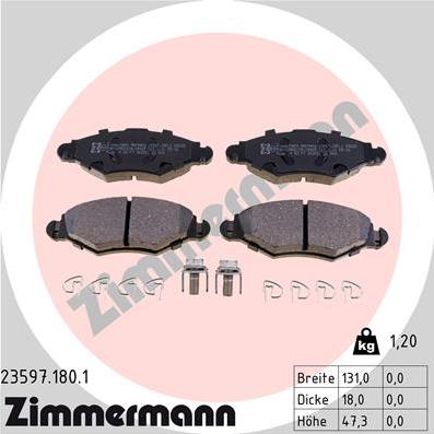 Zimmermann 23597.180.1 - Тормозные колодки, дисковые, комплект parts5.com