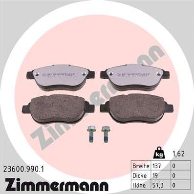 Zimmermann 23600.990.1 - Тормозные колодки, дисковые, комплект parts5.com