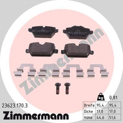 Zimmermann 23623.170.3 - Тормозные колодки, дисковые, комплект parts5.com