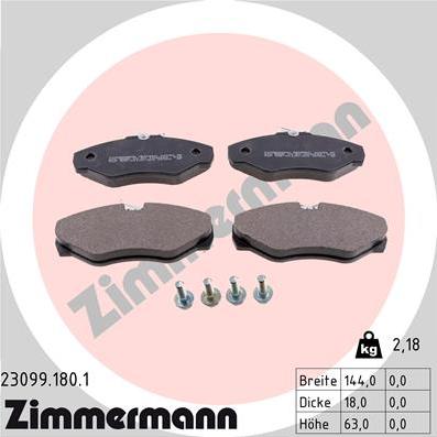 Zimmermann 23099.180.1 - Тормозные колодки, дисковые, комплект parts5.com