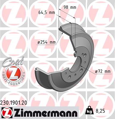 Zimmermann 230.1901.20 - Тормозной барабан parts5.com