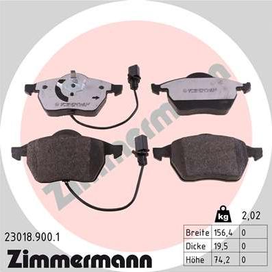 Zimmermann 23018.900.1 - Тормозные колодки, дисковые, комплект parts5.com
