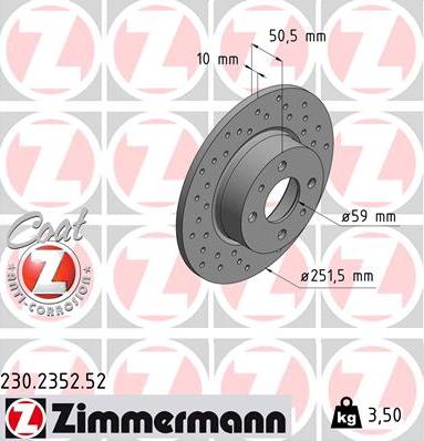 Zimmermann 230.2352.52 - Тормозной диск parts5.com