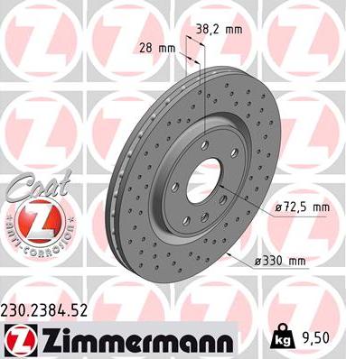Zimmermann 230.2384.52 - Тормозной диск parts5.com