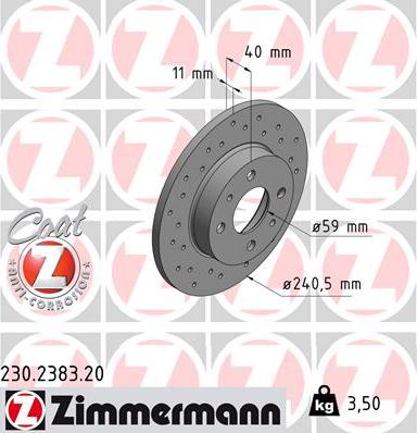 Zimmermann 230.2383.20 - Тормозной диск parts5.com