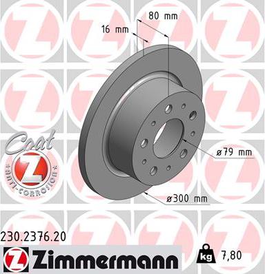 Zimmermann 230.2376.20 - Тормозной диск parts5.com