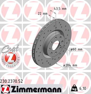 Zimmermann 230.2370.52 - Тормозной диск parts5.com