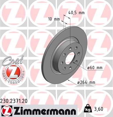 Zimmermann 230.2371.20 - Тормозной диск parts5.com
