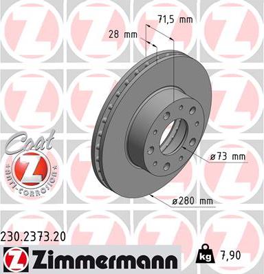 Zimmermann 230.2373.20 - Тормозной диск parts5.com